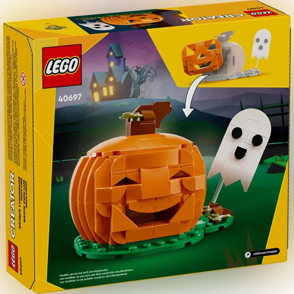 LEGO Light Up Two Faces Halloween Pumpkin with White Ghost 40697, 254 Pieces,NIB
